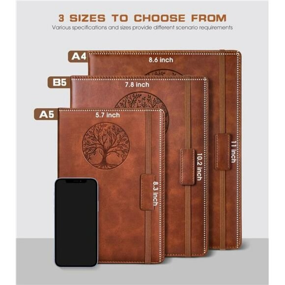 Leather Journal Notebook A4 Lined Hardcover Travel Business School Writing Gift - Picture 2 of 7